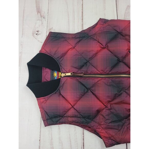 Eddie Bauer Women’s 1936 Skyliner Down Goose Vest Black/Red Plaid Quilted Size L - Picture 4 of 12